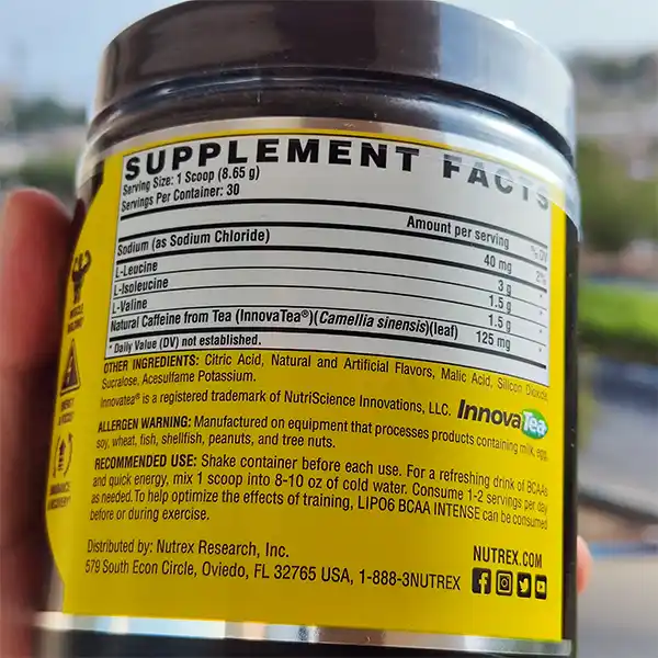 BCAA انرژی ناترکس - Lipo 6 BCAA Intense Nutrex-سم7شاپ-sam7shop